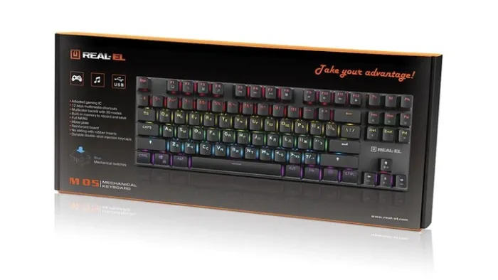 Клавіатура REAL-EL M 05 Grey, USB, механічна