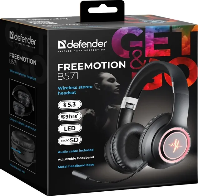 Навушники Defender FreeMotion B571 Bluetooth LED Gray