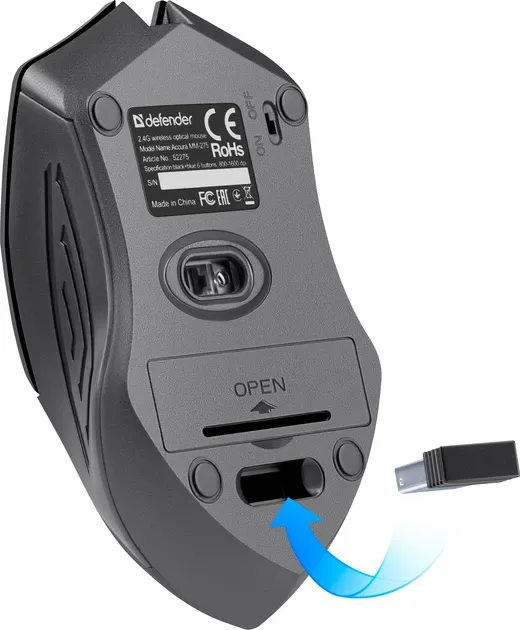 Миша бездротова Defender Accura MM-275, Black/Blue