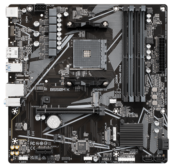 Материнська плата sAM4 AMD B550 4*DDR4 Gigabyte B550M K