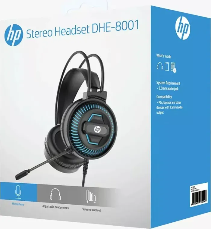 Навушники HP DHE-8001 USB+3.5mm LED Black (DHE-8001)