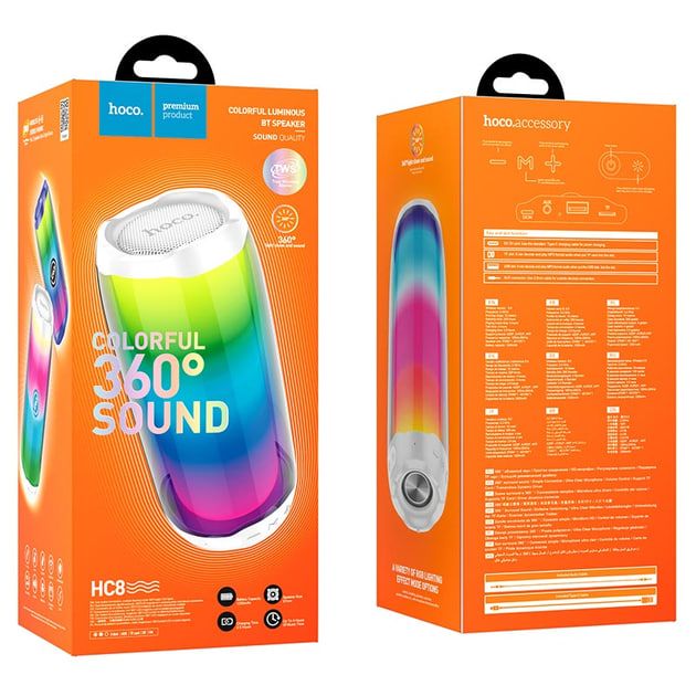 Портативна колонка НОСО НС8 Pulsating colorful luminous wireless speaker White